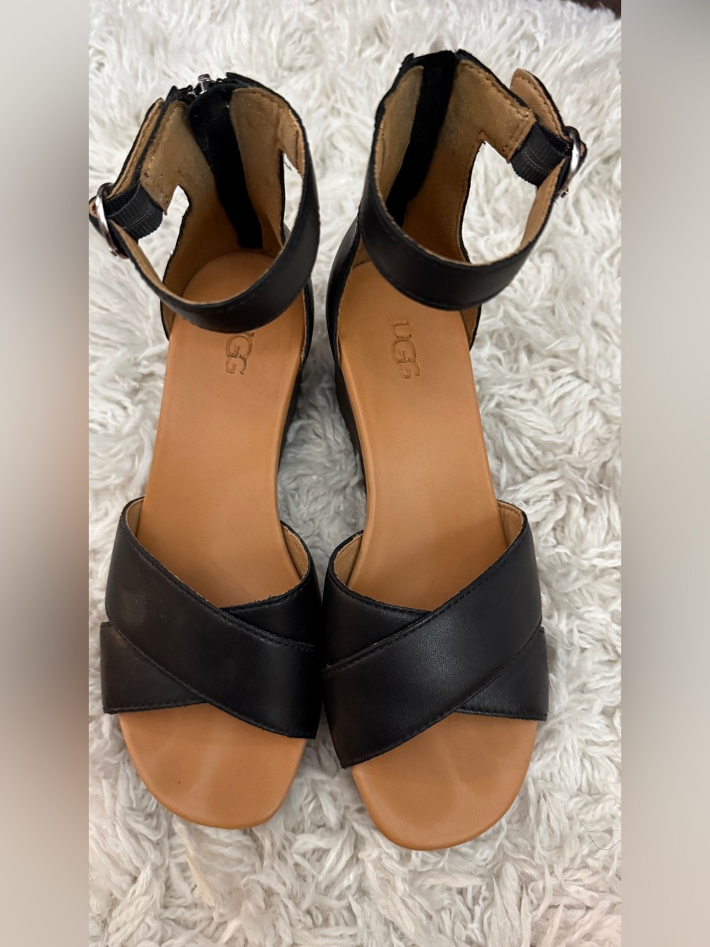 Ugg Eugenia wedge sandal black size 6 like new